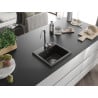 Mexen Milo 1-medencés gránit mosogató 435 x 410 mm, Fekete/Fém arany - 6505441000-75