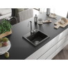 Mexen Milo gránit mosogató 1-medencés 435 x 410 mm, fekete/arany metál, króm szifon - 6505441000-75