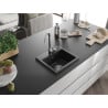 Mexen Milo chiuvetă de granit cu 1 compartiment 435 x 410 mm, Neagră - 6505441000-77
