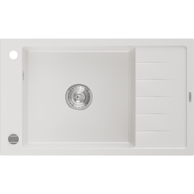 Mexen Elias 1-medencés gránit mosogató rövid edényszárítóval 795 x 480 mm, Fehér - 6511791005-20