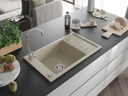 Mexen Elias chiuvetă de granit cu 1 cuvă, cu scurgere scurtă 795 x 480 mm, Bej - 6511791005-69