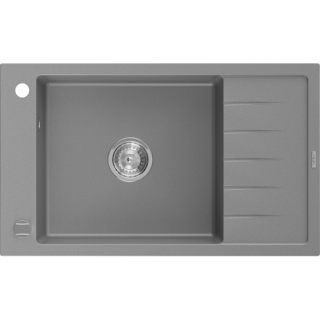 Mexen Elias gránit egymedencés mosogató lefolyóval, 795 x 480 mm, szürke, krómozott szifon - 6511791005-71