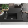 Mexen Elias chiuvetă de granit cu 1 compartiment și scurgător 795 x 480 mm, negru/argintiu metalizat, sifon crom