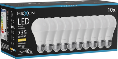 Mexen Nova 10x LED izzó E27, A60, 7W, Meleg - 3000K, 735 lm - L100-E27-0730-01x10