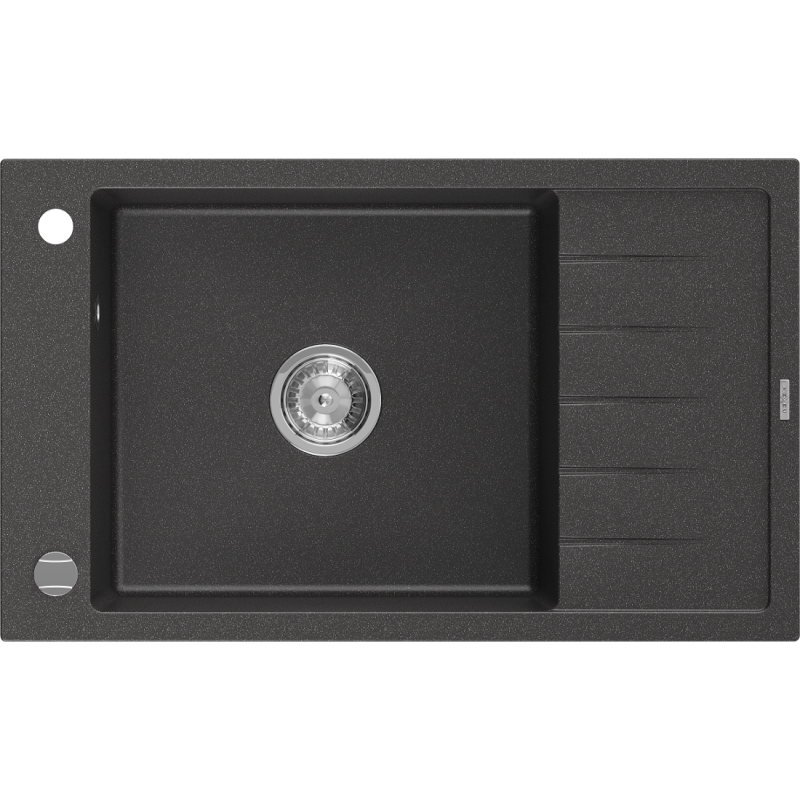 Mexen Elias chiuvetă de granit cu 1 cuvă, cu scurgere scurtă 795 x 480 mm, Negru cu picățele - 6511791005-76