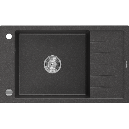 Mexen Elias chiuvetă de granit cu 1 cuvă, cu scurgere scurtă 795 x 480 mm, Negru cu picățele - 6511791005-76