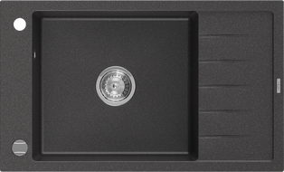 Mexen Elias 1-medencés gránit mosogató rövid edényszárítóval 795 x 480 mm, Fekete foltos - 6511791005-76