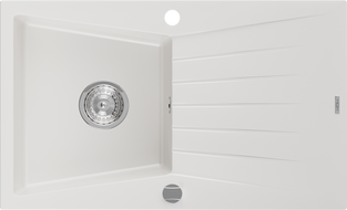 Mexen Cesar 1-medencés gránit mosogató edényszárítóval 775 x 470 mm, Fehér - 6514771010-20