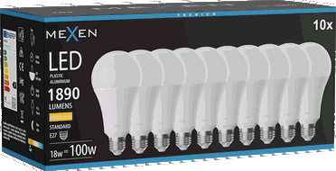 Mexen Nova 10x Bec LED E27, A70, 18W, Caldă - 3000K, 1890 lm - L100-E27-1830-01x10