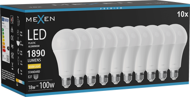 Mexen Nova 10x LED izzó E27, A70, 18W, Meleg - 3000K, 1890 lm - L100-E27-1830-01x10
