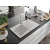 Mexen Cesar chiuvetă din granit cu 1 compartiment cu picurător 775 x 470 mm, Albă - 6514771010-20