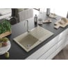 Mexen Cesar chiuvetă din granit cu 1 compartiment cu picurător 775 x 470 mm, Bej - 6514771010-69
