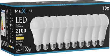 Mexen Nova 10x Bec LED E27, A70, 20W, Caldă - 3000K, 2100 lm - L100-E27-2030-01x10
