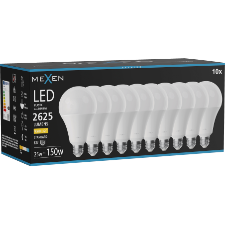 Mexen Nova 10x LED izzó E27, A95, 25W, Meleg - 3000K, 2625 lm - L100-E27-2530-01x10