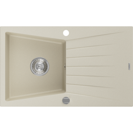 Mexen Cesar 1-medencés gránit mosogató csepegtetővel 775 x 470 mm, bézs, króm szifon - 6514771010-69