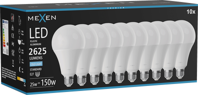 Mexen Nova 10x LED izzó E27, A95, 25W, Hideg - 6500K, 2625 lm - L100-E27-2565-01x10