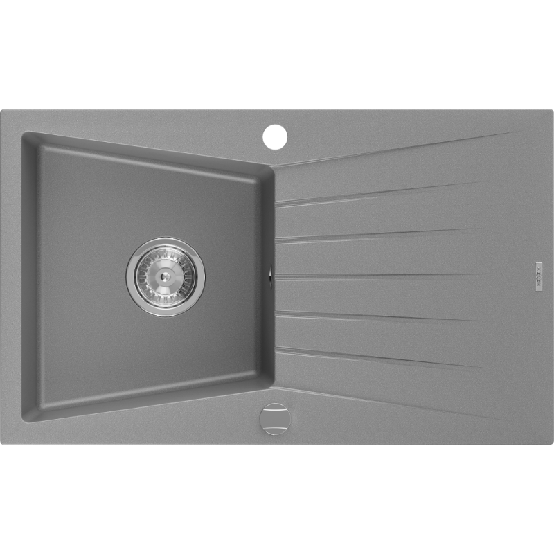 Mexen Cesar 1-medencés gránit mosogató edényszárítóval 775 x 470 mm, Szürke - 6514771010-71