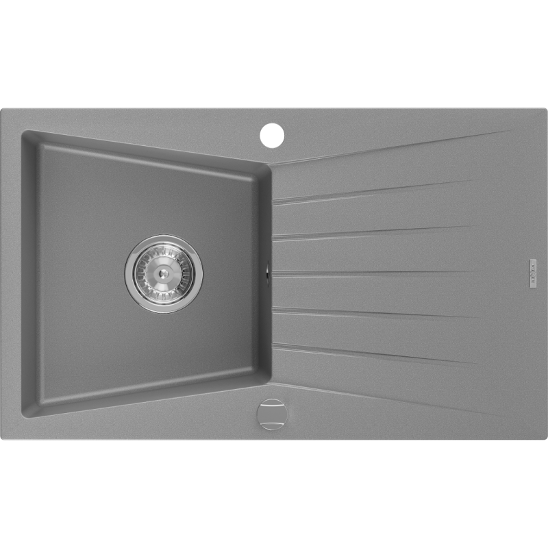Mexen Cesar egymedencés gránit mosogató csepegtetővel 775 x 470 mm, szürke, króm szifon - 6514771010-71