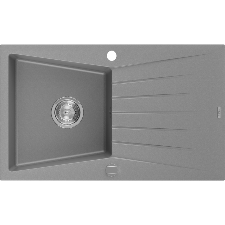 Mexen Cesar egymedencés gránit mosogató csepegtetővel 775 x 470 mm, szürke, króm szifon - 6514771010-71