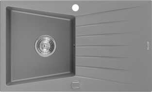 Mexen Cesar 1-medencés gránit mosogató edényszárítóval 775 x 470 mm, Szürke - 6514771010-71