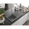 Mexen Cesar egymedencés gránit mosogató csepegtetővel 775 x 470 mm, szürke, króm szifon - 6514771010-71