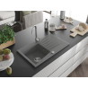 Mexen Cesar gránit egy tálcás mosogató csepegtetővel 775 x 470 mm, szürke, króm szifon - 6514771010-71
