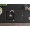 Mexen Cesar gránit mosogató 1-medencés csepegtetővel, 775 x 470 mm, fekete/arany metál, króm szifon - 6514771010-75
