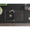 Mexen Cesar chiuvetă din granit cu 1 compartiment cu picurător 775 x 470 mm, Negru cu picățele - 6514771010-76