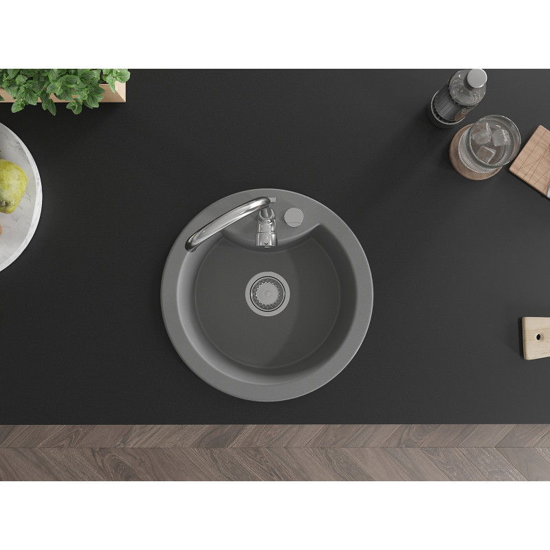 Mexen Diego chiuvetă granit 1-compartiment 488 x 480 mm, gri, sifon crom - 6512481000-71