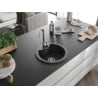Mexen Diego chiuvetă de bucătărie granitică cu 1 cuvă 488 x 480 mm, neagră, sifon crom - 6512481000-77