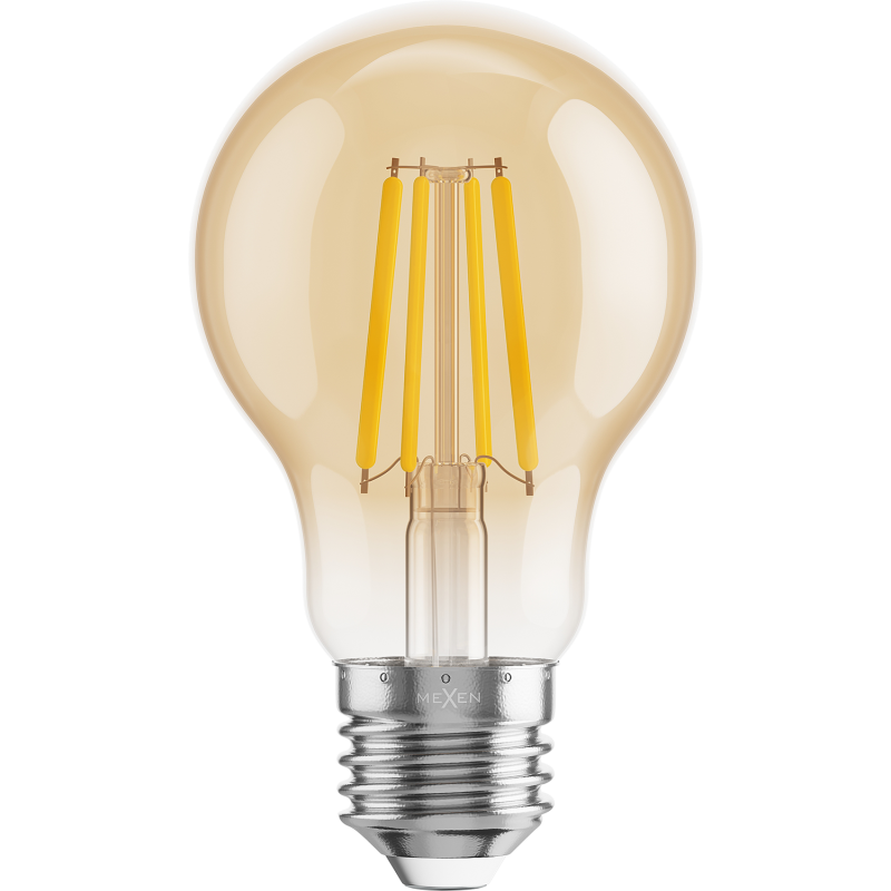 Mexen Vintis 6x Bec LED filament E27, A60, 6W, Caldă - 2700K, 600 lm, chihlimbar - L150-E27-0627-50x06