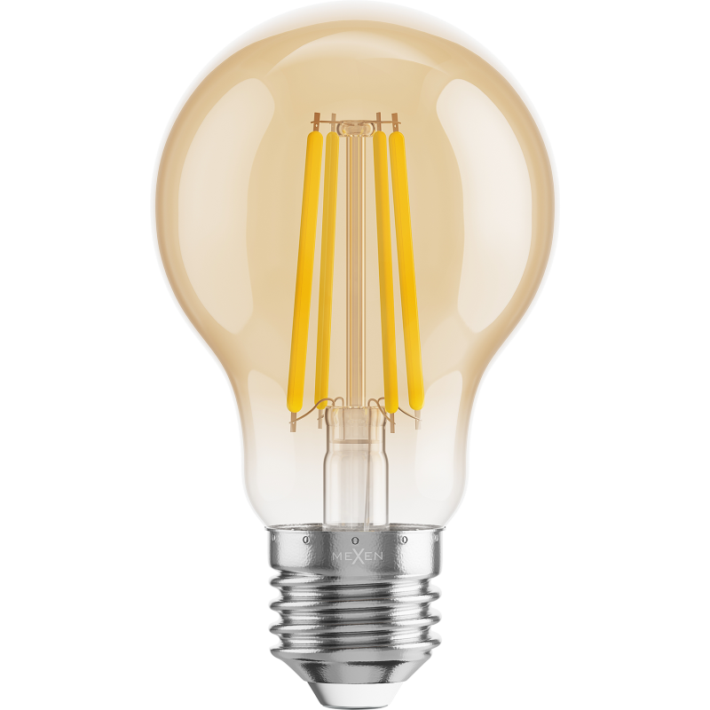 Mexen Vintis 6x LED filament izzó E27, A60, 8W, Meleg - 2200K, 750 lm, borostyán - L150-E27-0822-50x06