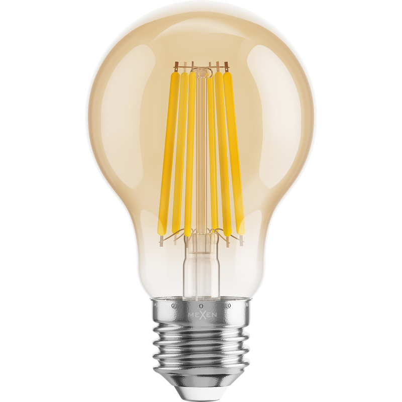 Mexen Vintis 10x LED filament izzó E27, A60, 12W, Meleg - 2700K, 1125 lm, borostyán - L150-E27-1227-50x10