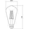 Mexen Vintis 6x LED filament izzó E27, ST64, 8W, Meleg - 2200K, 750 lm, borostyán - L152-E27-0822-50x06