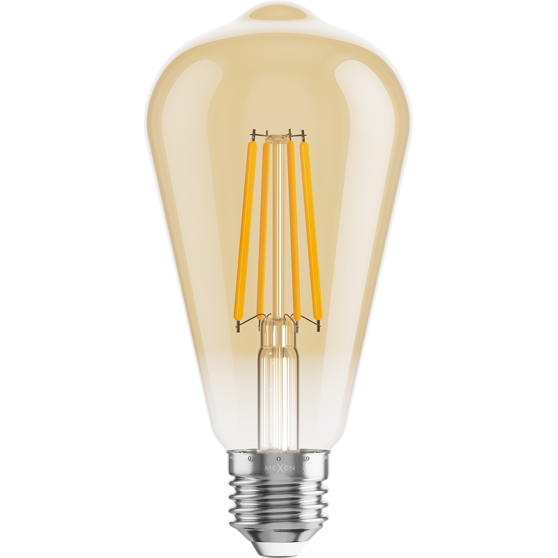 Mexen Vintis 6x LED filament izzó E27, ST64, 8W, Meleg - 2200K, 750 lm, borostyán - L152-E27-0822-50x06