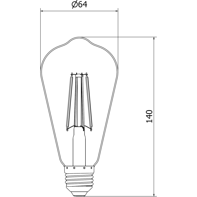 Mexen Vintis 6x Bec led cu filament E27, ST64, 8W, Neutru - 4000K, 1055 lm, transparent - L152-E27-0840-00x06