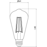 Mexen Vintis 6x Bec cu filament LED E27, ST64, 10W, Caldă - 2700K, 780 lm, fumuriu - L152-E27-1027-70x06