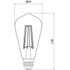 Mexen Vintis 6x Filament LED izzó E27, ST64, 10W, Meleg - 2700K, 780 lm, füstös - L152-E27-1027-70x06