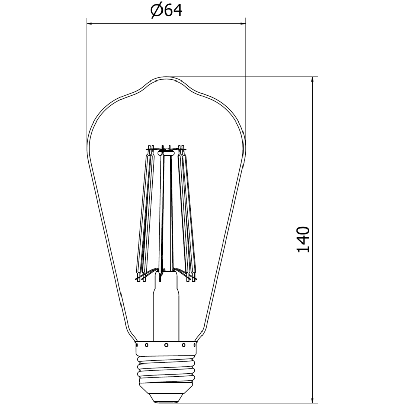 Mexen Vintis 6x Szálas LED izzó E27, ST64, 10W, Semleges - 4000K, 1320 lm, átlátszó - L152-E27-1040-00x06
