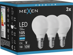 Mexen Nova 3x Bec LED E14, G45, 1W, Rece - 6500K, 105 lm - L101-E14-0165-01x03