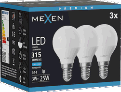 Mexen Nova 3x LED izzó E14, G45, 3W, Hideg - 6500K, 315 lm - L101-E14-0365-01x03