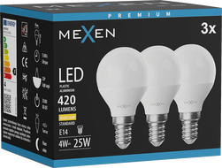 Mexen Nova 3x Bec LED E14, G45, 4W, Caldă - 3000K, 420 lm - L101-E14-0430-01x03