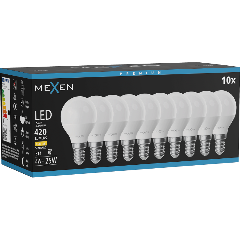 Mexen Nova 10x Bec LED E14, G45, 4W, Caldă - 3000K, 420 lm - L101-E14-0430-01x10