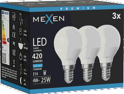 Mexen Nova 3x LED izzó E14, G45, 4W, Hideg - 6500K, 420 lm - L101-E14-0465-01x03