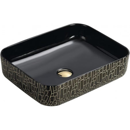Mexen Lorita pultra helyezhető mosdókagyló 51 x 39 cm, fekete/arany - 22135163