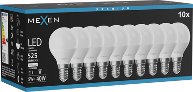 Mexen Nova 10x Bec LED E14, G45, 5W, Neutru - 4000K, 525 lm - L101-E14-0540-01x10
