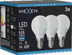 Mexen Nova 3x LED Izzó E14, G45, 5W, Hideg - 6500K, 525 lm - L101-E14-0565-01x03