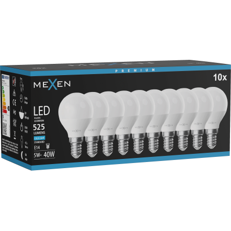Mexen Nova 10x Bec LED E14, G45, 5W, Rece - 6500K, 525 lm - L101-E14-0565-01x10