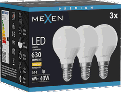 Mexen Nova 3x LED izzó E14, G45, 6W, Meleg - 3000K, 630 lm - L101-E14-0630-01x03