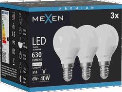 Mexen Nova 3x LED izzó E14, G45, 6W, Semleges - 4000K, 630 lm - L101-E14-0640-01x03